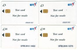 4 Test Telefonkarten British Telecom TRL-003 -006