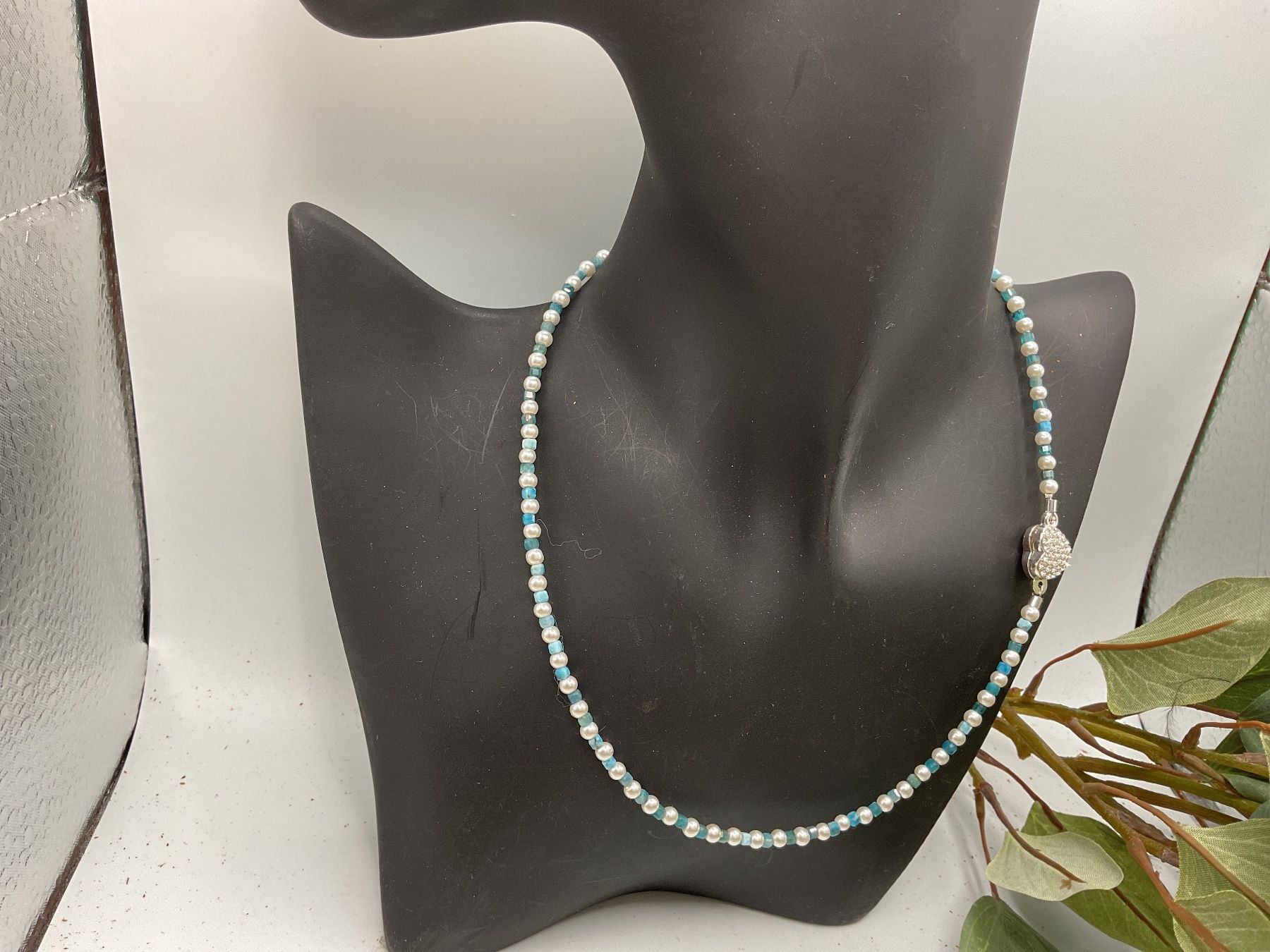 Catenine: Collier mit kleinen Apatiten und Perlen, Länge 42cm – Nuovo (secondo la descrizione) da luzern venduto da Alpendorf1 4