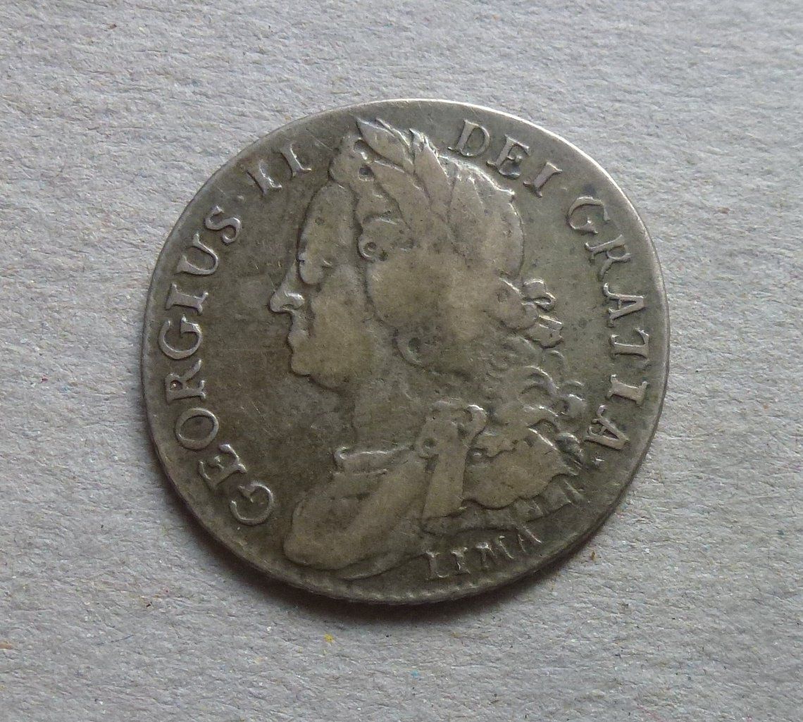 Tutti le monete: England ++ 1 Shilling 1745, gute Erhaltung – Usato da Walkringen venduto da Casablanca777