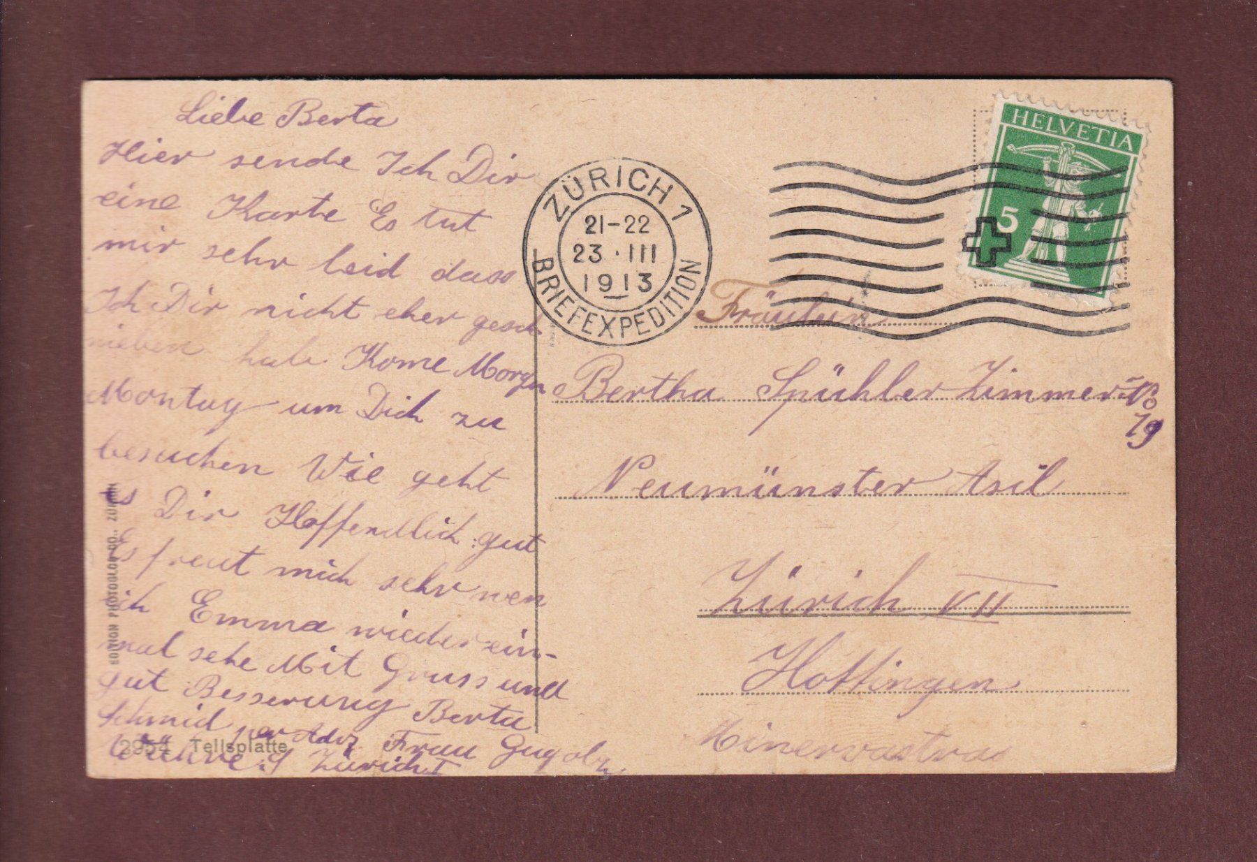 Cartoline postali: TELLSPLATTE - Schiff Uri - 1913 // Eckbug // – Usato da Pully venduto da nicecards-shop 1
