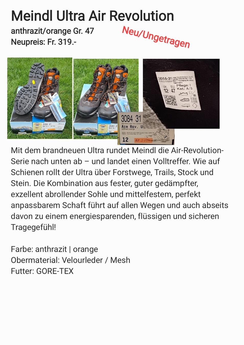 Meindl Scarpe da uomo: Freizeit-Wanderschuh Meindl Air Revolution Ultra Grösse 47 – Nuovo e nell'imballaggio originale da Flaach venduto da res1965 4