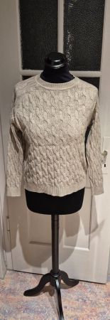 Winter Strickpullover Zopfmuster Beige Grösse S Top!