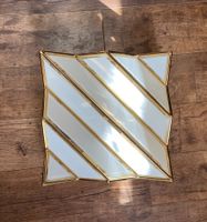 Grosse Vintage Design-Deckenlampe Glas/Gold geometrisch 70er