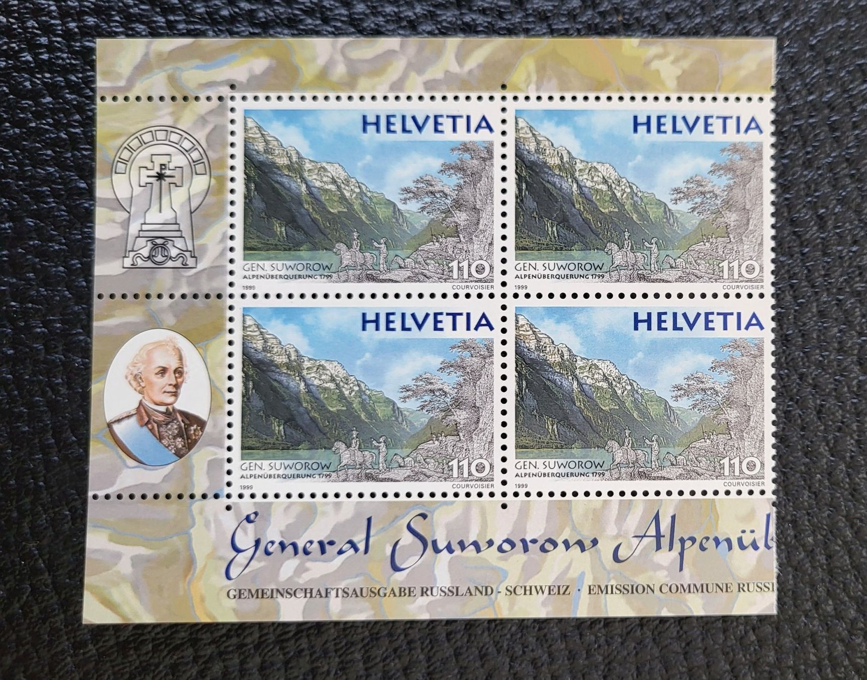 Tutti i francobolli: Briefmarkenblock General Suworow Alpenüberquerung – Nuovo (secondo la descrizione) da Goldach venduto da artkramer