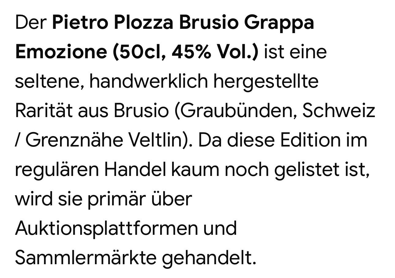 Bevande alcoliche: Pietro Plozza Grappa Emozione 50cl – Nuovo e nell'imballaggio originale da Chur venduto da tan_qx6b 4