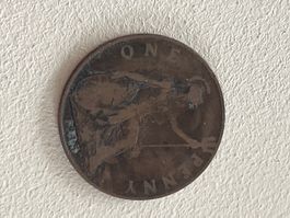 Alte One Penny Münze, Jahrgang 1915