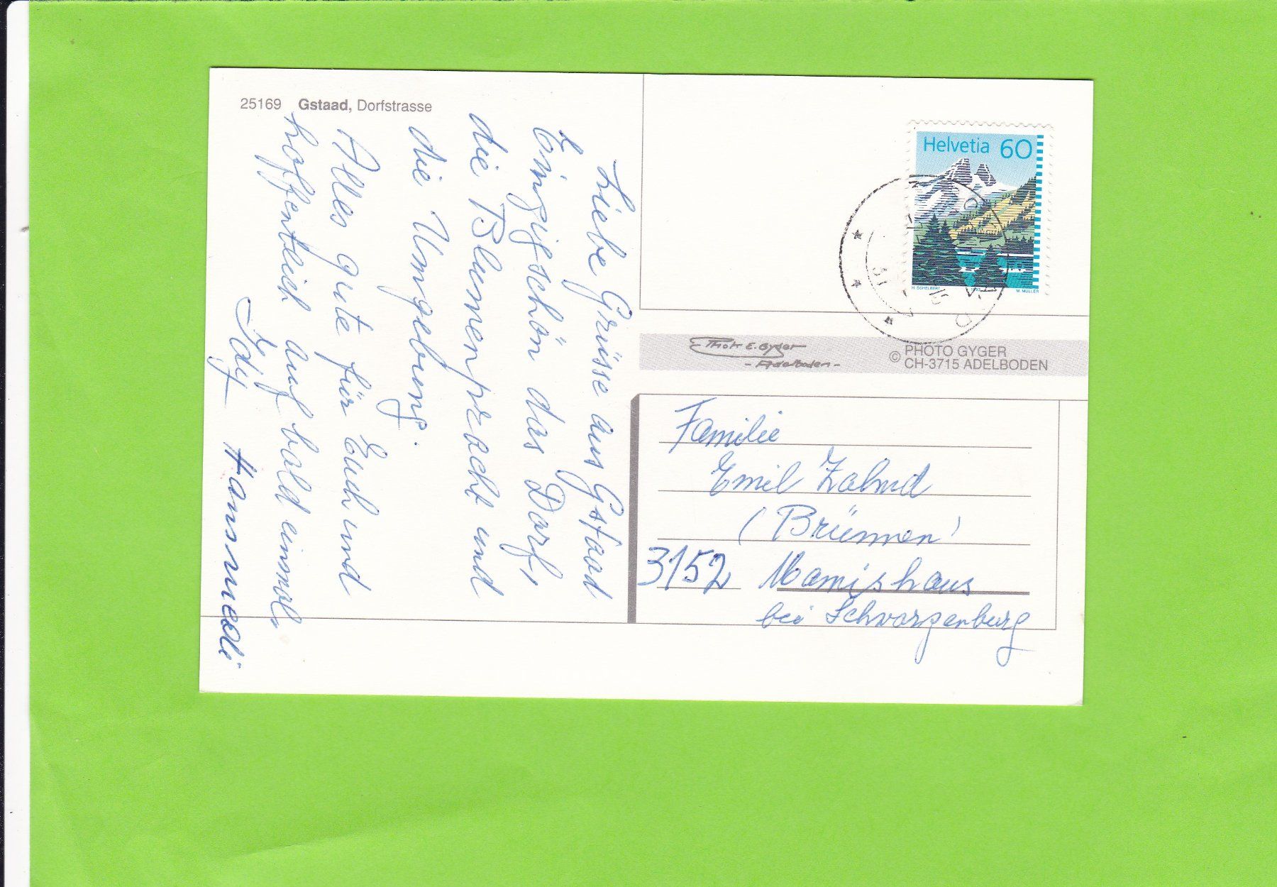 Cartoline postali: Gstaad, Dorfstrasse-belebt – Usato da St. Peterzell venduto da neckertal 1
