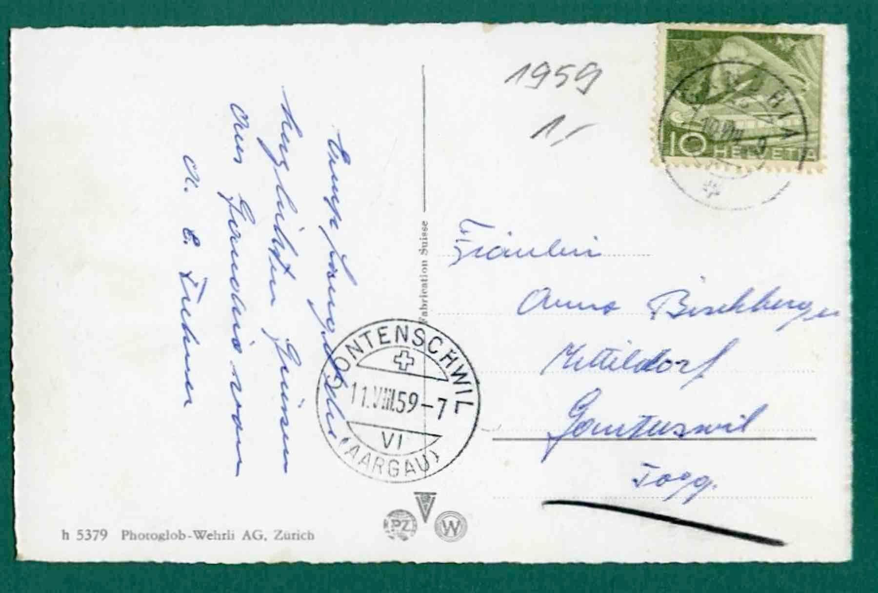 Cartoline postali: Gandria, 1959, gelaufen – Usato da Sargans venduto da Hausi1951 1