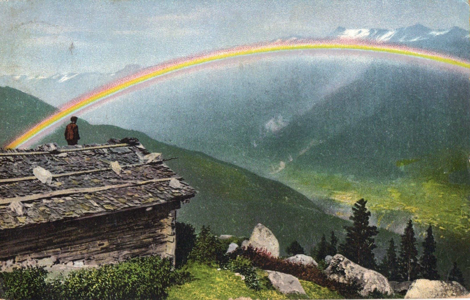 Ansichtskarten: Regenbogen von hoher Alp gesehen – Gebraucht aus Melano von pisonsdro