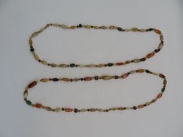 Vintage Edelstein-Ketten Duo Set – Achat, Jade, Jaspis