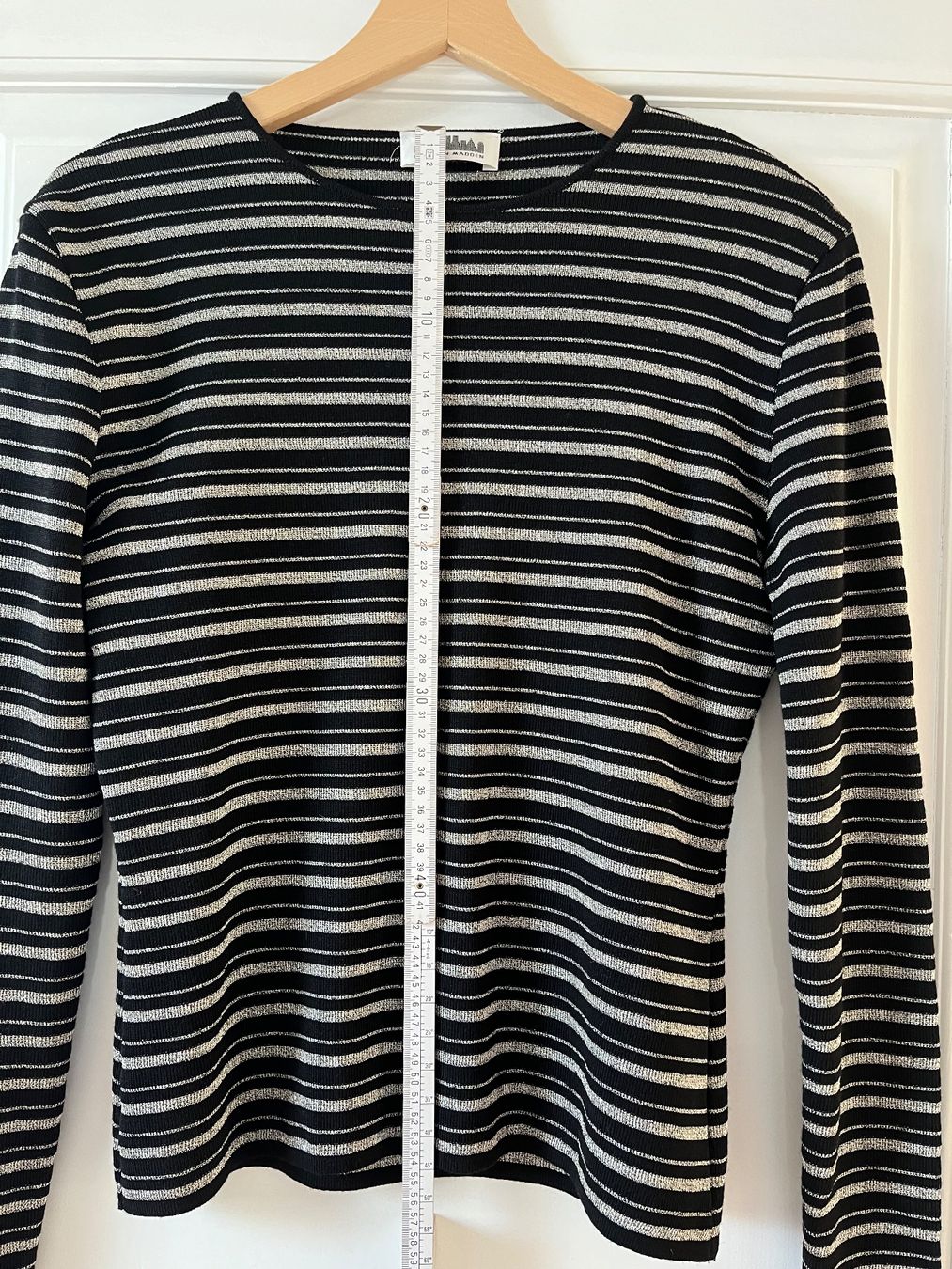 Top: Kathleen Madden Langarmtop gestreift schwarz Silber, M – Usato da Riet (Neftenbach) venduto da kim_gfw6 1