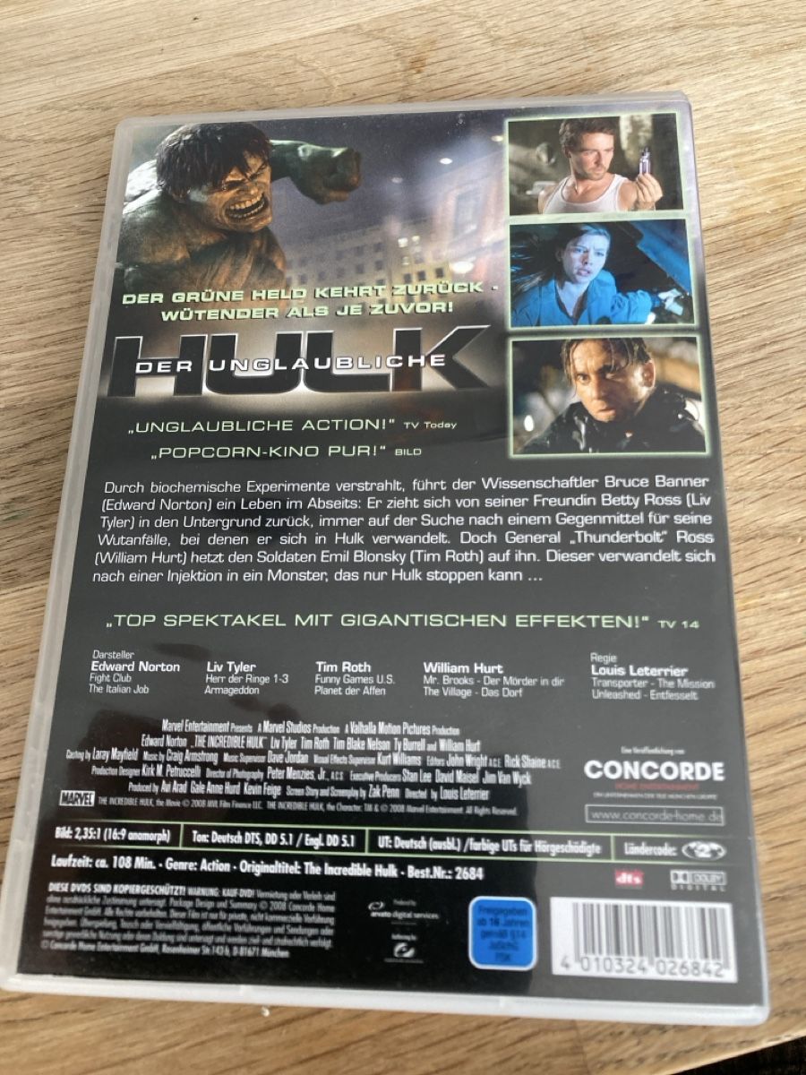 Tutti i DVDs: der unglaubliche Hulk top zustand – Usato da Seengen venduto da Predator86 1