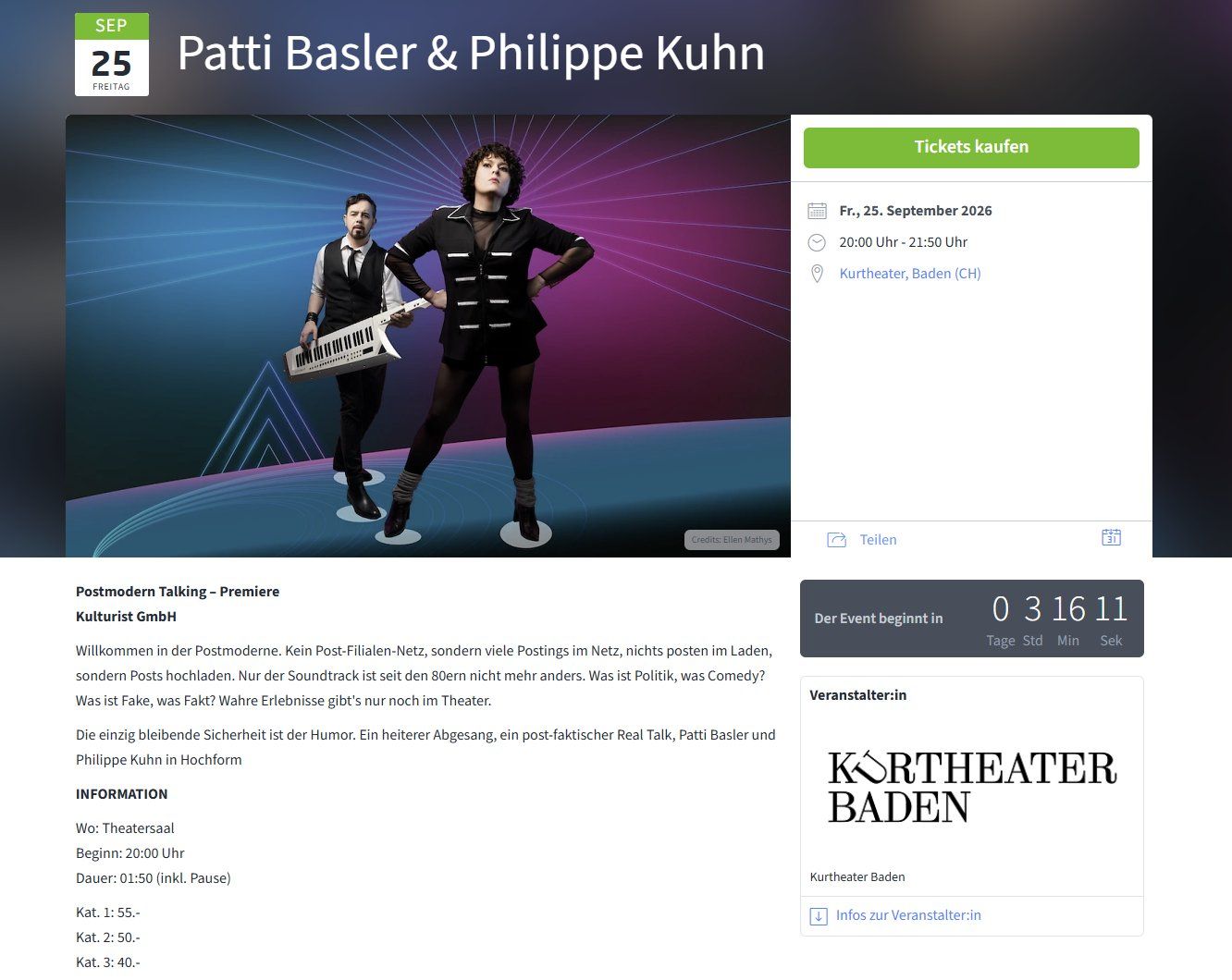Tickets: Postmodern Talking – Premiere – Neu und originalverpackt aus Birmenstorf AG von Sail13