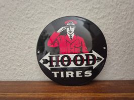Emailschild Hood Reifen Werkstatt Garage Logo Emaille Schild