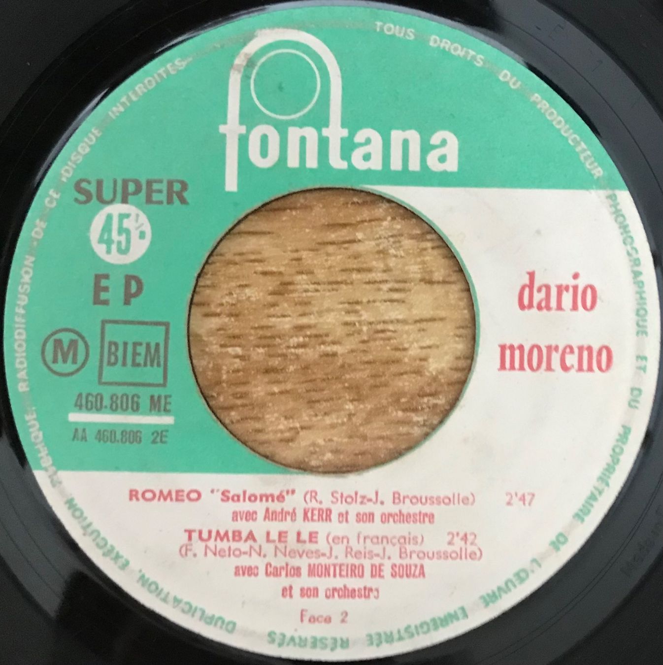 Vinyles: DARIO MORENO - ROMEO / BRIGITTE BARDOT – D'occasion à Bussigny par vinyl-pas-cher 3