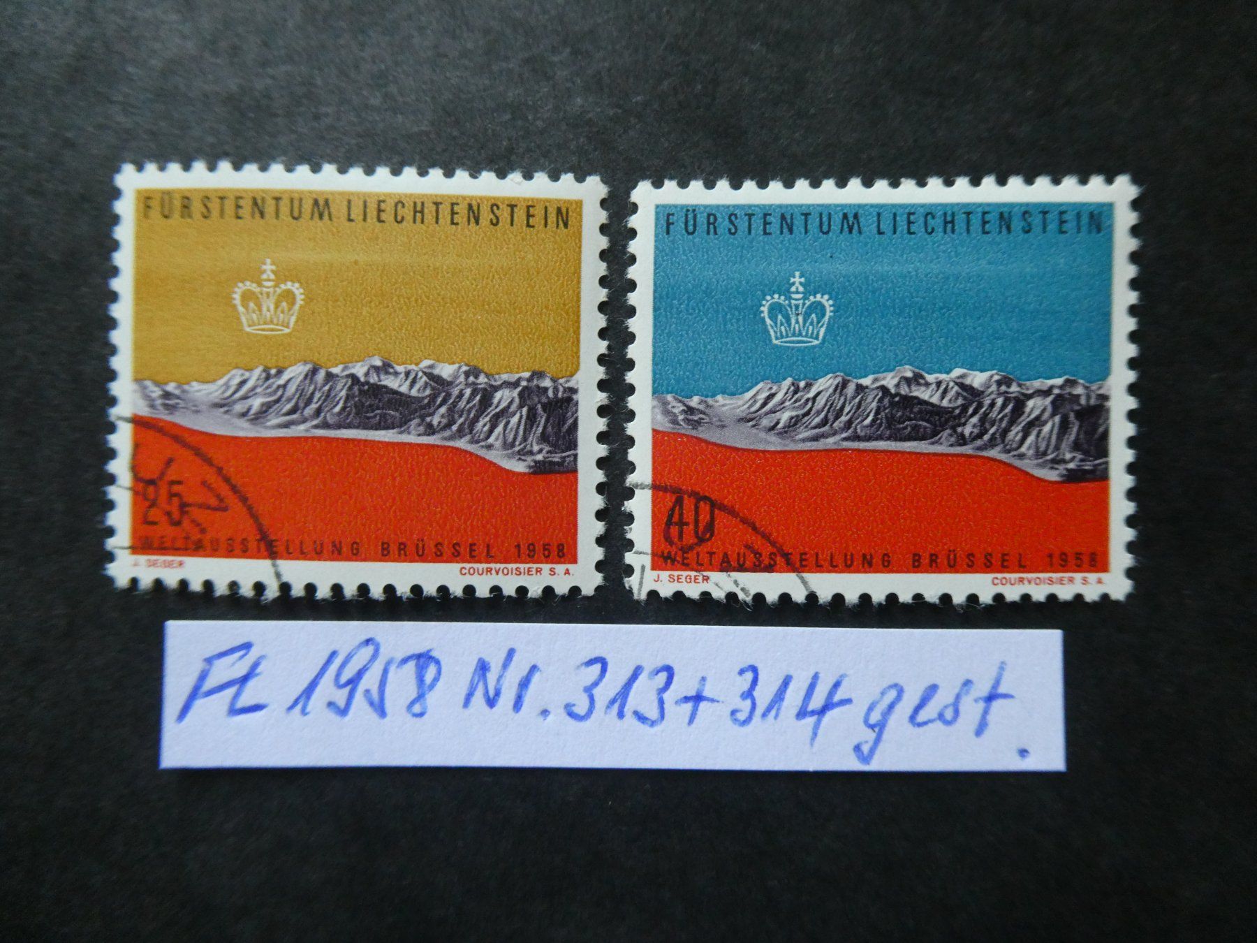 Tutti i francobolli: FL 1958 Nr. 313+314 gestempelt – Usato da Lausen venduto da Herbamare01