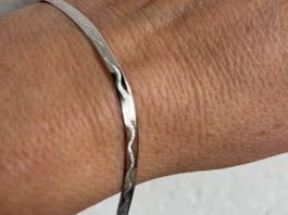 Elegantes Silberarmband mit Wellenmuster 15~20cm Neu