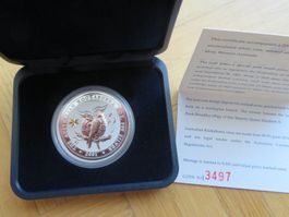 2001 Kookaburra, PRIVI "Star" 1Oz Silber mit Box+Zertifikat