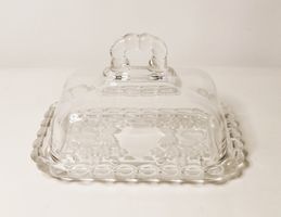 Vintage Butterdose aus Pressglas