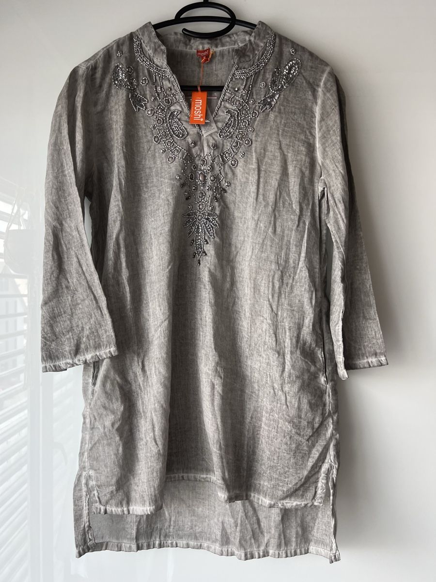 Tuniche: Moshi Tunika Gr. S, grau, neu, leichte Longbluse – Nuovo e nell'imballaggio originale da Langenthal venduto da ivet7