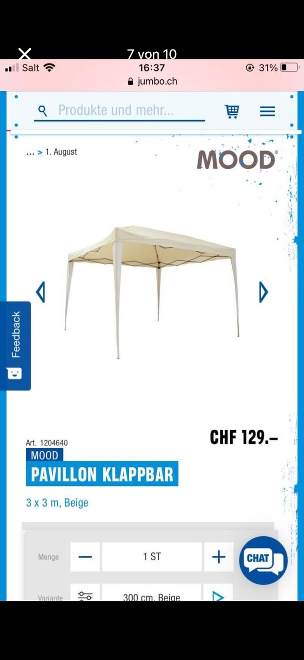 Tende & Padiglioni: Pavillon NEU zu verkaufen – Nuovo (secondo la descrizione) da Effretikon venduto da Pinky3117