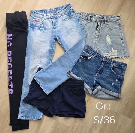 Hosen-Set: 5-teilige Mädchen-Garderobe, Gr. S/36 Jeans
