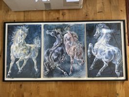 Hans Erni Pferde Triptychon limitierte Edition nummeriert
