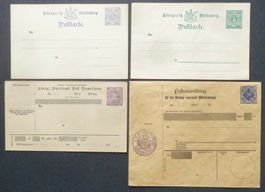 WÜRTTEMBERG: 4 Ganzsachen * aus 1881–1911