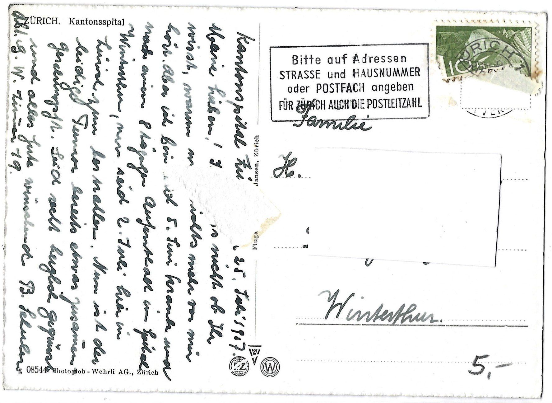 Cartoline postali: ZÜRICH.   Kantonsspital – Usato da Bütschwil venduto da Jackson1A 1