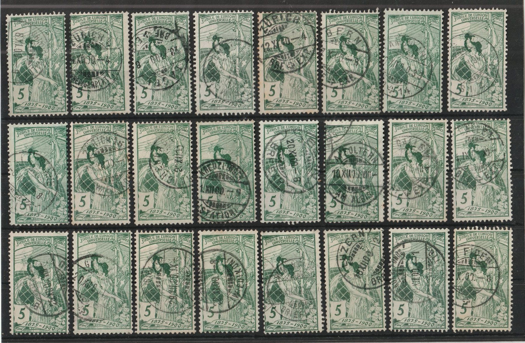 Alle Briefmarken: gutes Lot mit 77C  UPU 1900, gestempelt – Gebraucht aus Kradolf von Sibang2
