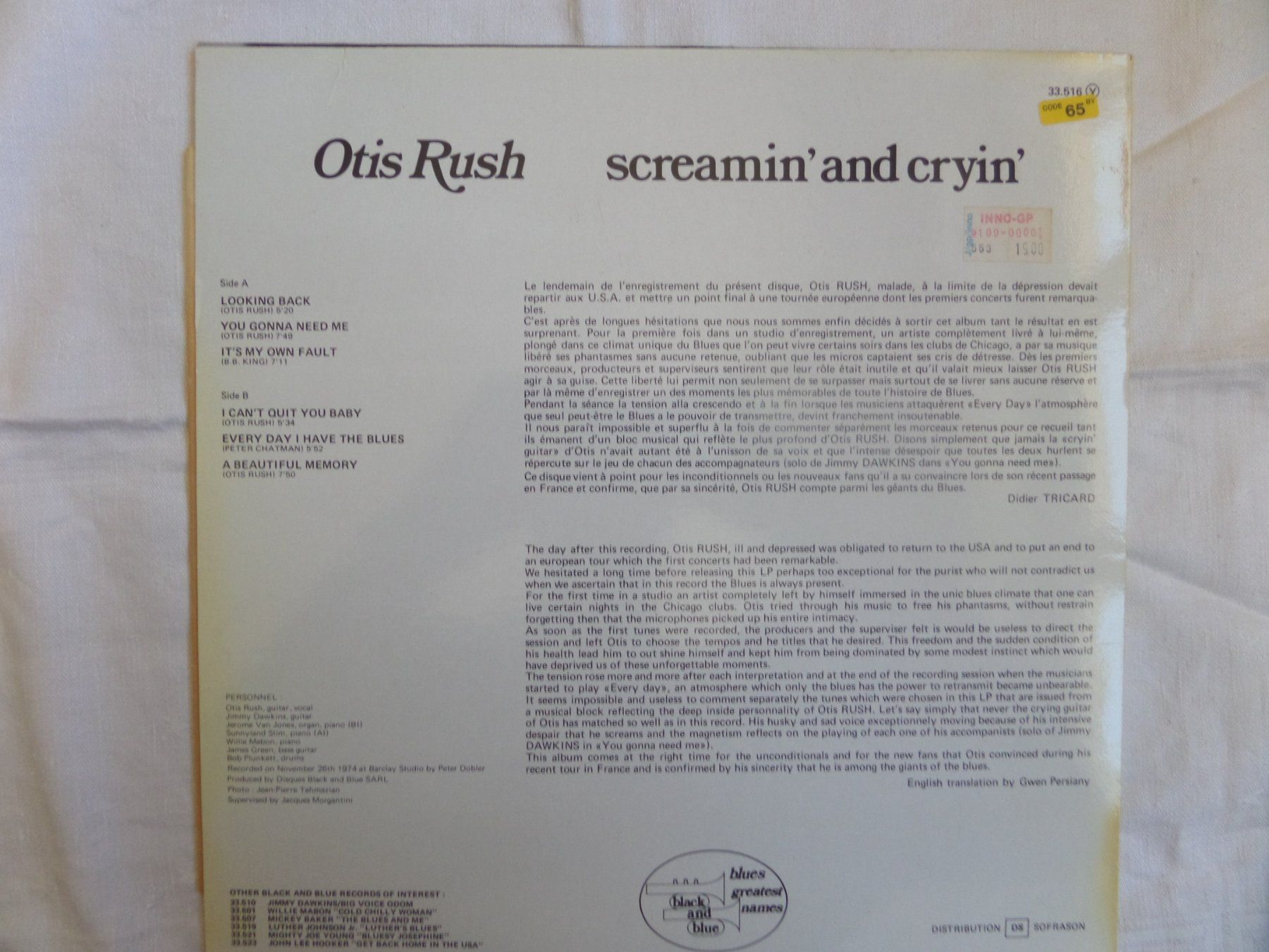 Dischi in vinile: Otis Rush - Screamin' And Cryin' – Usato da Genève venduto da CDLPBookS 1