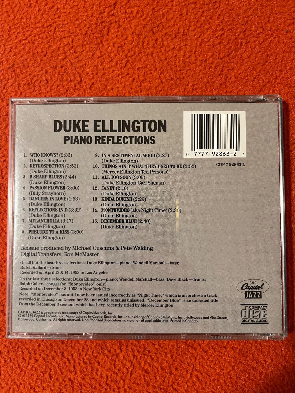 CD: DUKE ELLINGTON - PIANO REFLECTIONS – Usato da Lausanne venduto da sbar224 1