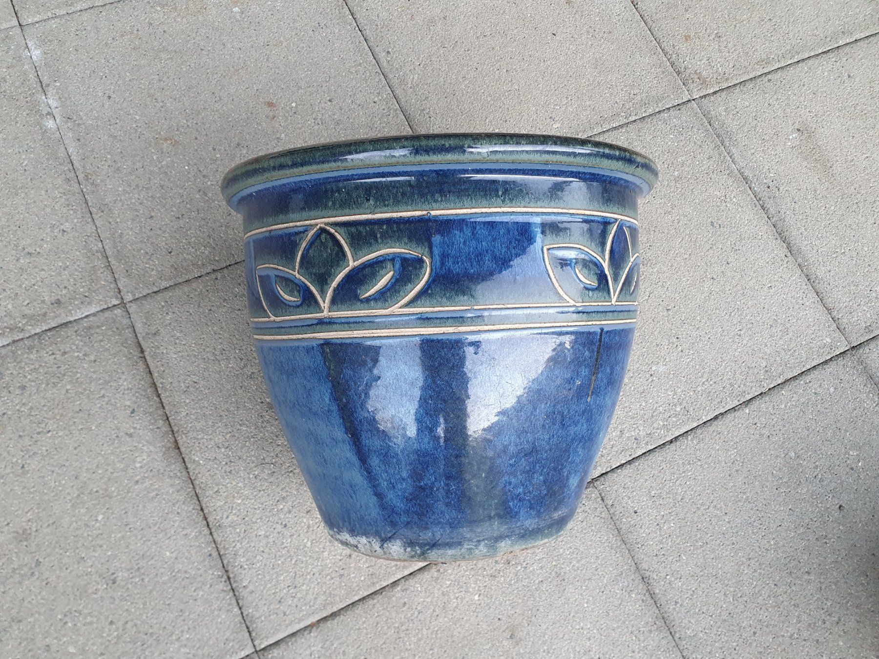 Vasi per fiori: Blumentopf - Pflanzgefäss - Ton - blau – Usato da Münsingen venduto da C.Kreuzer 1