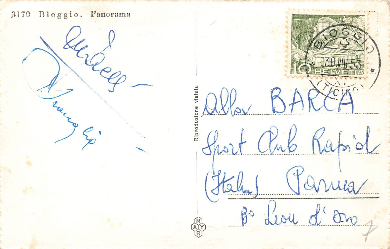 Cartoline postali: Bioggio (TI) Panorama – Usato da Biasca venduto da Blenio71 1