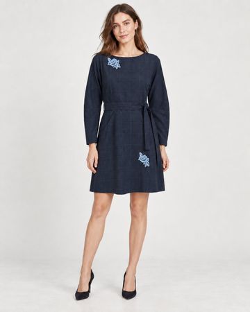 Max&Co Wollkleid Kariert Dunkelblau Gr. 36 IT