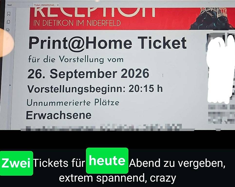 Tickets: Sa, 26.09.26 – Neu und originalverpackt aus Otelfingen von alles-ab-einem-Fr.