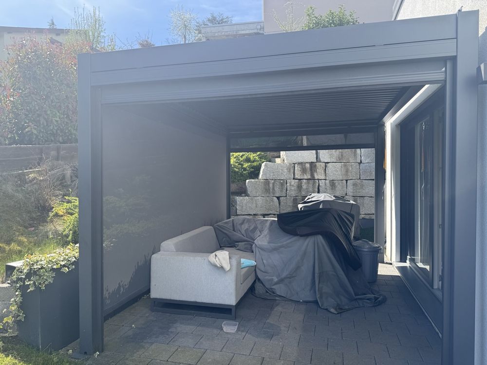 Pergola mit Lamellendach und Screenrollo Anthrazit 4m auf 3m (Gebraucht ...