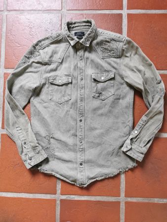 Zara; Khaki Jeansjacke / Hemd Gr. M