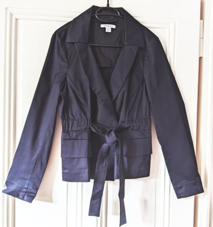 MARELLA - MAX MARA : Veste satinée marine ceinture noire 36