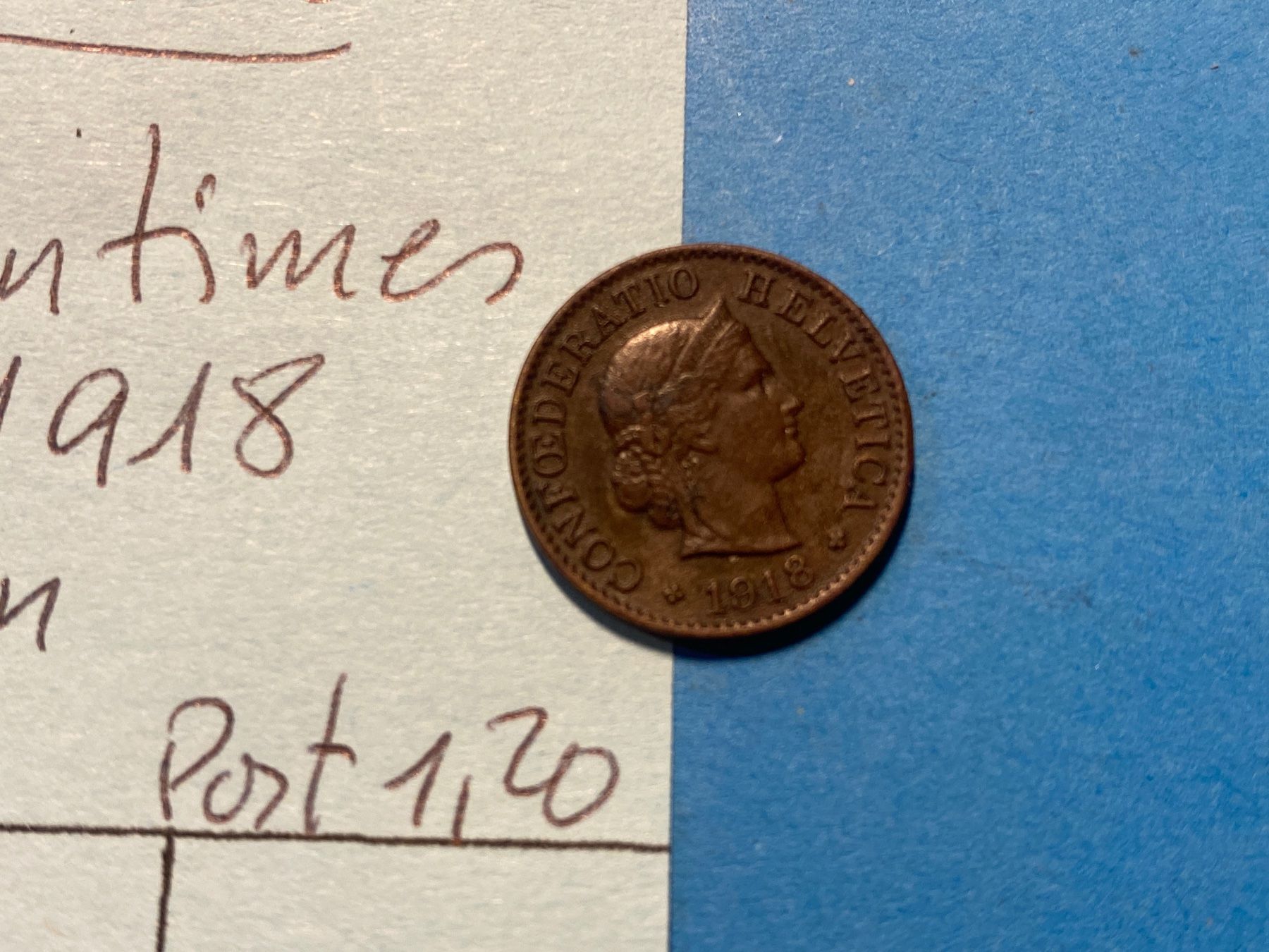 Alle Münzen: SUISSE : 5 CENTIMES 1918 - LAITON – Gebraucht aus genève von GEnumist 1