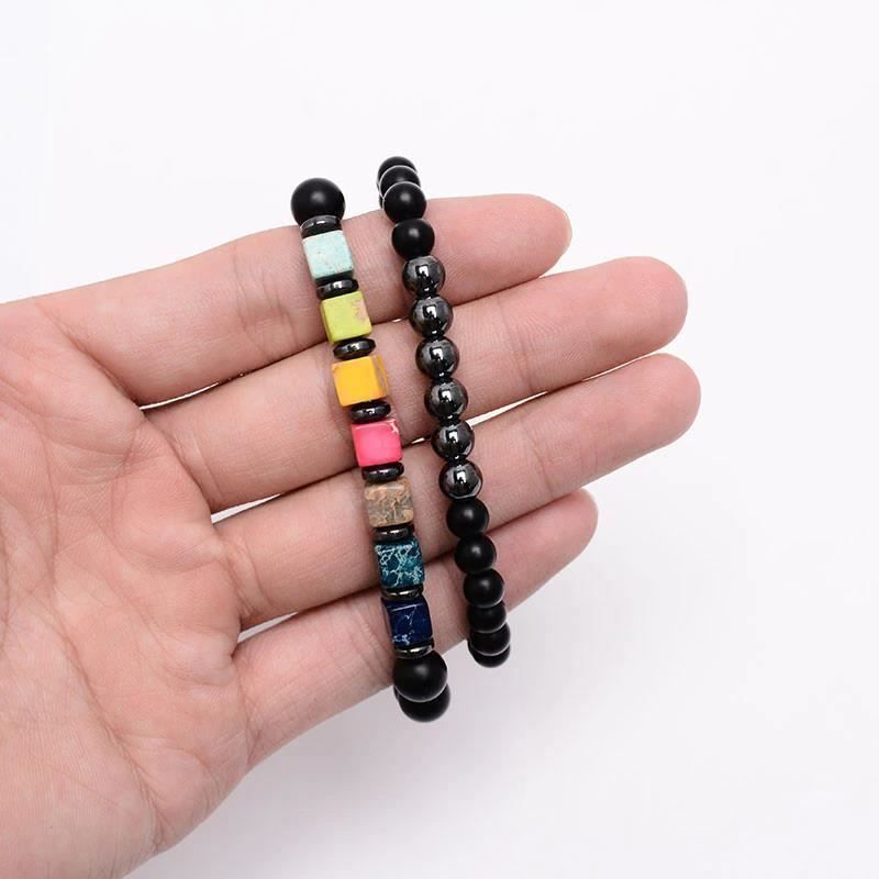 Bracciali & Braccialetti: 2 pièce bracelets en pierre naturelle – Nuovo e nell'imballaggio originale da Gurmels venduto da shopathome 1