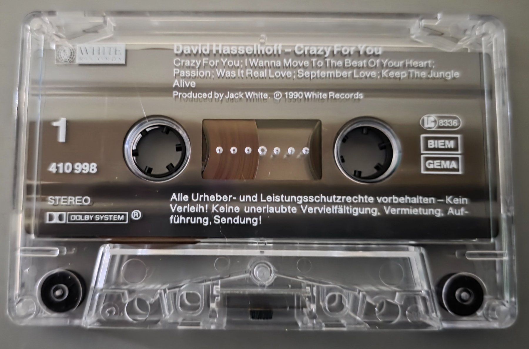 Musicassette: David Hasselhoff MC – Crazy For You – Usato da Root venduto da atelier22 2
