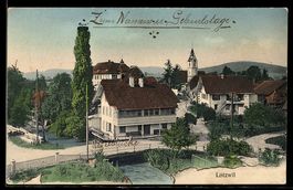 AK Lotzwil, Ortsansicht mit Kirche im Hintergrund