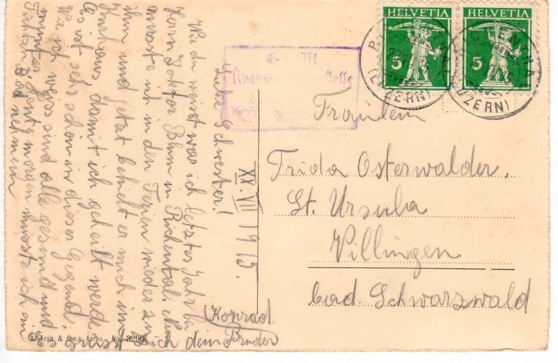 Cartoline postali: Kurhaus Richenthal LU 1915 - Zensur – Usato da Wolhusen venduto da Curver9 1