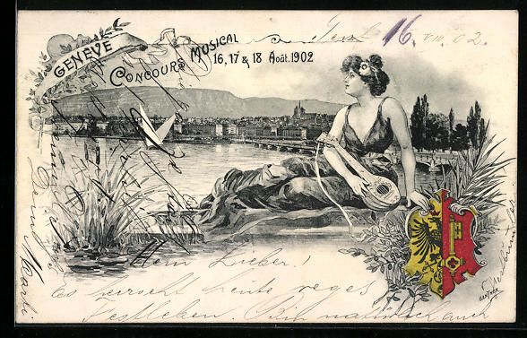 Ansichtskarten: Litho Geneve, Concours Musical 1902, Pan – Gebraucht aus Berlin von bartko-reher
