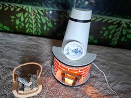 Alter, toller Kamin-Chemine mit Licht, von Lundby Puppenhaus
