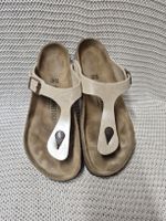 Birkenstock Gizeh, Gr.39, Zehen-Trenner, creme glänzend