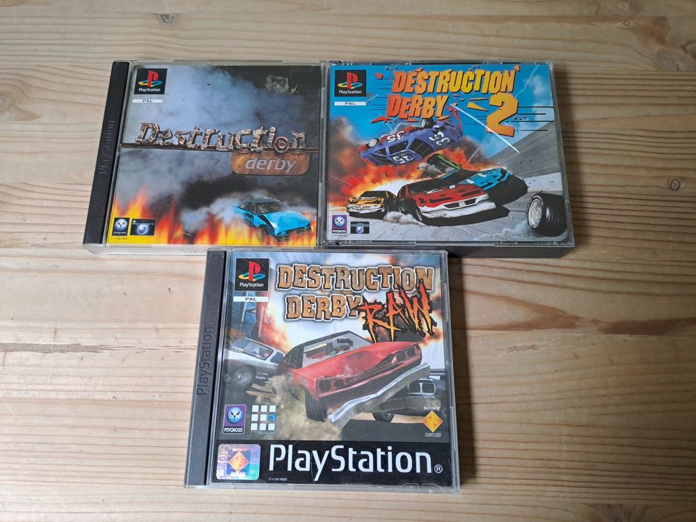 Destruction Derby Sammlung: 1 + 2 + Raw - 3 PS1 Games im Set | Kaufen ...