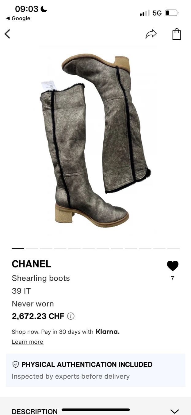 Chanel Scarpe da donna: Chanel sheering boots (37.5) – Usato da Rüschlikon venduto da Tey_sl 1