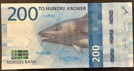 Originale 200 Norwegische Kronen Banknote, Top Zustand
